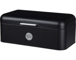 Broodtrommel - zwart - 2,5 liter - 42 x 22 x 16 cm - metaal - lunchbox
