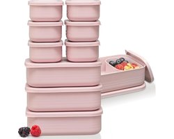 Broodtrommels, lchboxset, 1 x 900 ml + 2 x 280 ml, broodtrommel met vakken voor kinderen en volwassenen, te gebruiken als boterbroodtrommel, broodtrommel (roze, 3 x 900 ml, 6 x 280 ml)