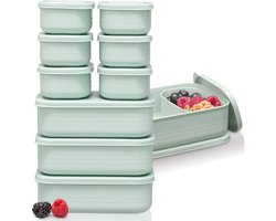 Broodtrommels, lchboxset, 3 x 900 ml + 6 x 280 ml, broodtrommel met vakken voor kinderen en volwassenen, te gebruiken als boterhamtrommel, brooddoos (mintgroen, 3 x 900 ml, 6 x 280 ml)