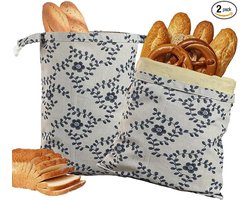 Broodzak - 2 stuks - Bijenwas Broodzakken - Linnen - Herbruikbare - Broodbakken - Voor Zelfgebakken Brood - 43x33cm - L