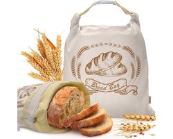 Broodzakken Set van 2 - Broodzak Met ritssluiting - Bijenwas Broodzakken - Zuurdesembroodzakken - Herbruikbare broodzakken van bijenwas - Vriezerbestendig - Geschikt voor zelfgebakken brood, katoenen en linnen voedselbewaarzakken - 40*33CM