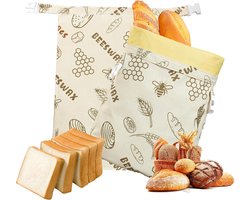 Broodzakken - Zuurdesembroodzakken - Herbruikbare broodzakken van bijenwas - Set van 2 - Afmeting 12 x 17 inch - Geschikt voor zelfgebakken brood, katoenen en linnen voedselbewaarzakken