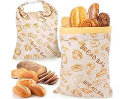 Broodzakken - Zuurdesembroodzakken - Herbruikbare broodzakken van bijenwas - Set van 2 - Afmeting 12 x 17 inch - Geschikt voor zelfgebakken brood, katoenen en linnen voedselbewaarzakken