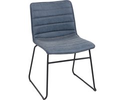 "BROOKLYN" Eetkamerstoel in denimblauw kunstleer – 55 x 45 x H78 cm