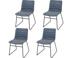 "BROOKLYN" SET VAN 4 STOELEN IN KUNSTLEER DENIMBLAUW 55X45XH47/78CM