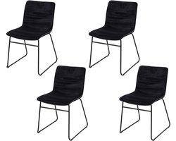 “BROOKLYN” SET VAN 4 VELVET STOELEN ZWART 55X45XH78CM