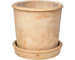 Broste Copenhagen bloempot Rolf Fiberclay met schotel Beige S 37 x 37 CM voor binnen en buiten