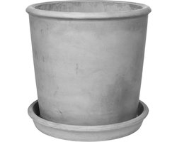 Broste Copenhagen bloempot Rolf Fiberclay met schotel Charcoal L 50 x 50 CM voor binnen en buiten