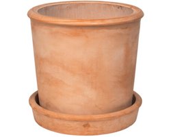 Broste Copenhagen bloempot Rolf gemaakt van Fiberclay kleur Charcoal S met schotel 37 x 37 cm voor binnen en buiten