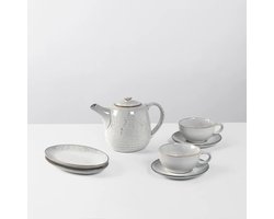 Broste Copenhagen Nordic Sand Tea for two Set - Theepot 2 x kop en schotel XL en 2 x schaal