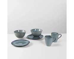 Broste Copenhagen Nordic Sea servies Breakfast set for Two - 2 ontbijtborden 2 kommen 2 bekers