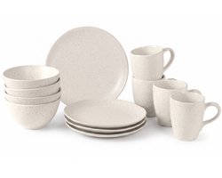 Broste Copenhagen Ontbijtset Nordic Vanilla 12-delig / 4 personen - 4 ontbijtborden, 4 kommen en 4 kopjes
