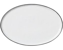 Broste Copenhagen Salt Servies Ovale schaal wit met zwarte rand W20 x L30 cm