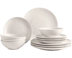 Broste Copenhagen Serviesset Nordic Vanilla 12-delig / 4 personen - 4 dinerborden, 4 ontbijtborden en 4 kommen
