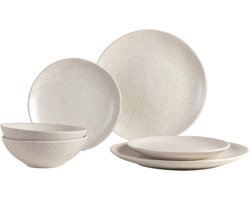 Broste Copenhagen Serviesset Nordic Vanilla 6-delig / 2 personen - 2 dinerborden, 2 ontbijtborden en 2 kommen