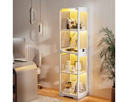 BROTTAR Glasvitrine met driekleurige LED en bewegingssensor – Moderne vitrine voor woonkamer, slaapkamer of kantoor