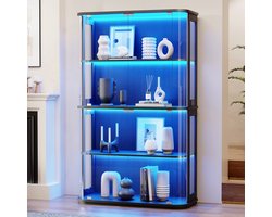 BROTTAR Grote, ronde vitrine met driekleurige verlichting en bewegingssensoren.