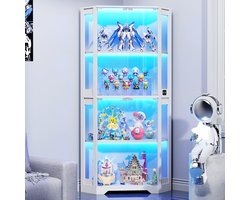 BROTTAR Hoekvitrine met glazen deuren, vitrine met ledverlichting wit