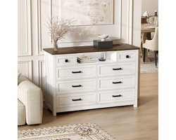 BROTTAR ladekast met 8 lades, witte ladekast met flip spiegel