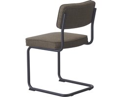 Brovst eetkamerstoel zwart buisframe olijf groene stof