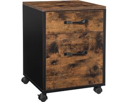 Brownie Ladeblok met wieltjes Rolcontainer - archiefkast - bureaukast met 2 lades - wielen - voor documenten in DIN A4 en letterformaat - met hangmappen - industrieel design - vintage bruin-zwart