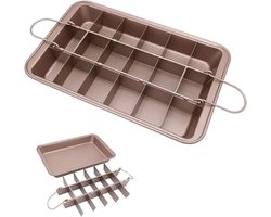 Brownie Pan - Antiaanbak bakvorm met verdelers - 18 voorgesneden vakken - voor lasagne, muffins en cupcakes - 30,5 x 20,3 x 5 cm