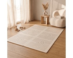 Broyari® Speelmat Baby 120x180 cm – Beige EVA Foam Puzzelmat – Waterafstotende Kruipmat voor Baby & Peuter – Vrij van Schadelijke Stoffen – Incl. Opbergtas