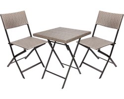 BRUBAKER Balcony Set Tuscany with Table and 2 Chairs, Weatherproof, Foldable and Space Saving, Poly Rattan Balcony Furniture Set, Sitting Set for Balcony, Patio and Garden, Bistro Set, Folding Chairs,