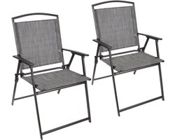 BRUBAKER Bergamo Tuinstoel, set van 2 tuinstoelen, met hoge rugleuning, weerbestendig en ruimtebesparend, balkonstoel, inklapbaar, klapstoel voor camping, tuin, terras en balkon, grijs gemêleerd