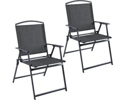 BRUBAKER Bergamo Tuinstoel, set van 2 tuinstoelen, met hoge rugleuning, weerbestendig en ruimtebesparend, balkonstoel, inklapbaar, klapstoel voor camping, tuin, terras en balkon, donkergrijs