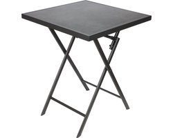 BRUBAKER Bergamo Tuintafel, 58 x 58 cm, weerbestendig, metalen bijzettafel, inklapbaar, campingtafel, hoekig met steenlook, klaptafel voor balkon, terras, bistrotafel, grijs