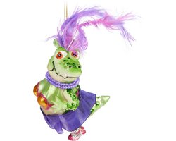 BRUBAKER Crocodile Lady - Handgeschilderde Glazen Kerstbal - Handgeblazen Kerstversiering - Grappige Kersthanger - Kerstboom Decoratie - 17cm