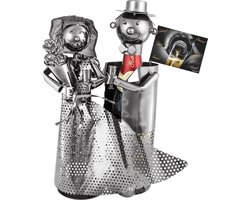 Brubaker Flessenhouder voor champagne of champagne - bruidspaar metalen sculptuur met wenskaart