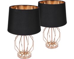 BRUBAKER Set van 2 Tafellampen - Bedlampjes - Decoratieve Vintage metalen lampenvoet - Moderne Tafellampen - 45 cm - Goud/Zwart