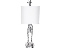 BRUBAKER Tafel- of bedlampje Giraffe Afrika - tafellamp met keramische voet en stoffen kap - 51,5 cm hoogte, zwart-wit