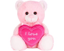BRUBAKER Teddy Pluche Beer met Hart Roze - I Love You - 25 cm - Teddybeer Pluche Teddy Knuffel - Zacht Speelgoed Roze - Valentijn Cadeau - Valentijn