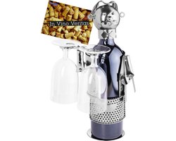 BRUBAKER Wijnfleshouder flessenrek kelner decoratief object metaal met wenskaart voor wijngeschenk - Wijnrek