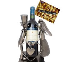 BRUBAKER Wijnflessenhouder bruidspaar bruidspaar decoratief object metaal met wenskaart - Wijnrek