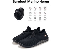 Brubeck Barefoot schoenen met merino wol Heren - natuurlijk comfort - Zwart - 46