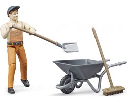 Bruder Gemeentewerker Met Accessoires Bruin 4-delig