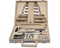 Brüder Mannesmann Eco Gereedschapskoffer van Bamboehout - M29003 - 75-delig - Houten handgrepen - Ecologisch - 10 jaar garantie - Cadeautip