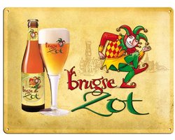 Brugse Zot.   Metalen wandbord in reliëf 30 x 40 cm.