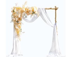 Bruiloft dwarsbehang vrije hand decoratie voor bruiloftsboog & trouwboog hemelbed gordijnen gordijn voor raamdecoratie van chiffon stof (wit)