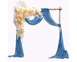 Bruiloft volant dwars ophanging, vrije hand decoratie voor bruiloftsboog en trouwboog, hemelbed, gordijnen voor raamdecoratie van chiffon-stof (denimblauw, 145 x 600 cm)