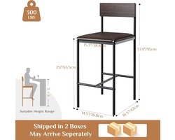 Bruin - Barkruk - Kruk - Bar - Eetkamerstoelen - Eetkamerstoel - Stoel - Bar Stoel - Stoel - Stoeltje - Stoelen - Barkruk Set Van 2