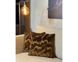Bruin kussen met golvend patroon - Riberto Copper CLAUDI - 45x45 cm