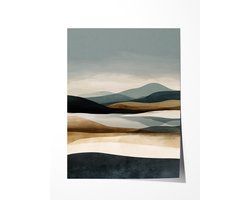 Bruin Landschap Schilderij - Poster 50x70 cm sfeervolle wanddecoratie voor woonkamer en slaapkamer - Premium papier - Zonder lijst