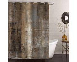 Bruinbruine rustieke douchegordijnset, abstracte houten stoffen douchegordijnen voor herfstbadkamerdecoratie, koperen vintage stoffen kunst badkamer douchegordijn, 72 x 72 inch