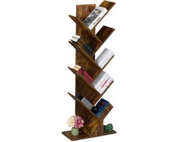Bruine boekenkast in boomvorm - Stijlvol en veelzijdig - 1 stuk - H138 x B51 x D25 cm