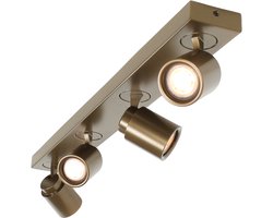 Bruine cacao kleurige spot Razza | 4-lichts | cacao / bruin | metaal | 78 x 8 cm | 16 cm hoog | eetkamer / woonkamer / slaapkamer lamp | modern / stoer design | GU10 fittingen | Richtbaar: kantelbaar en draaibaar